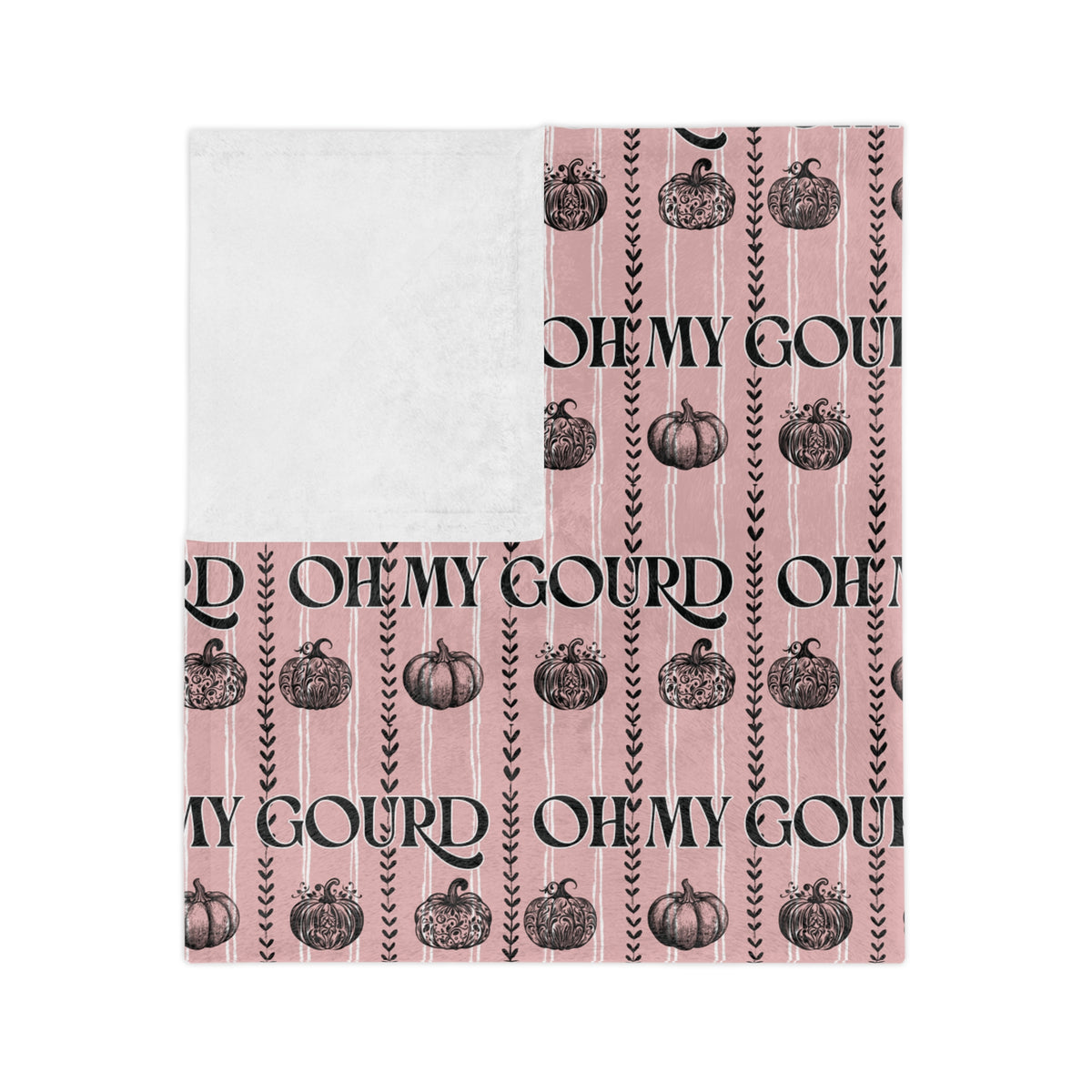 Oh My Gourd, Pink Pumpkin Velveteen Blanket