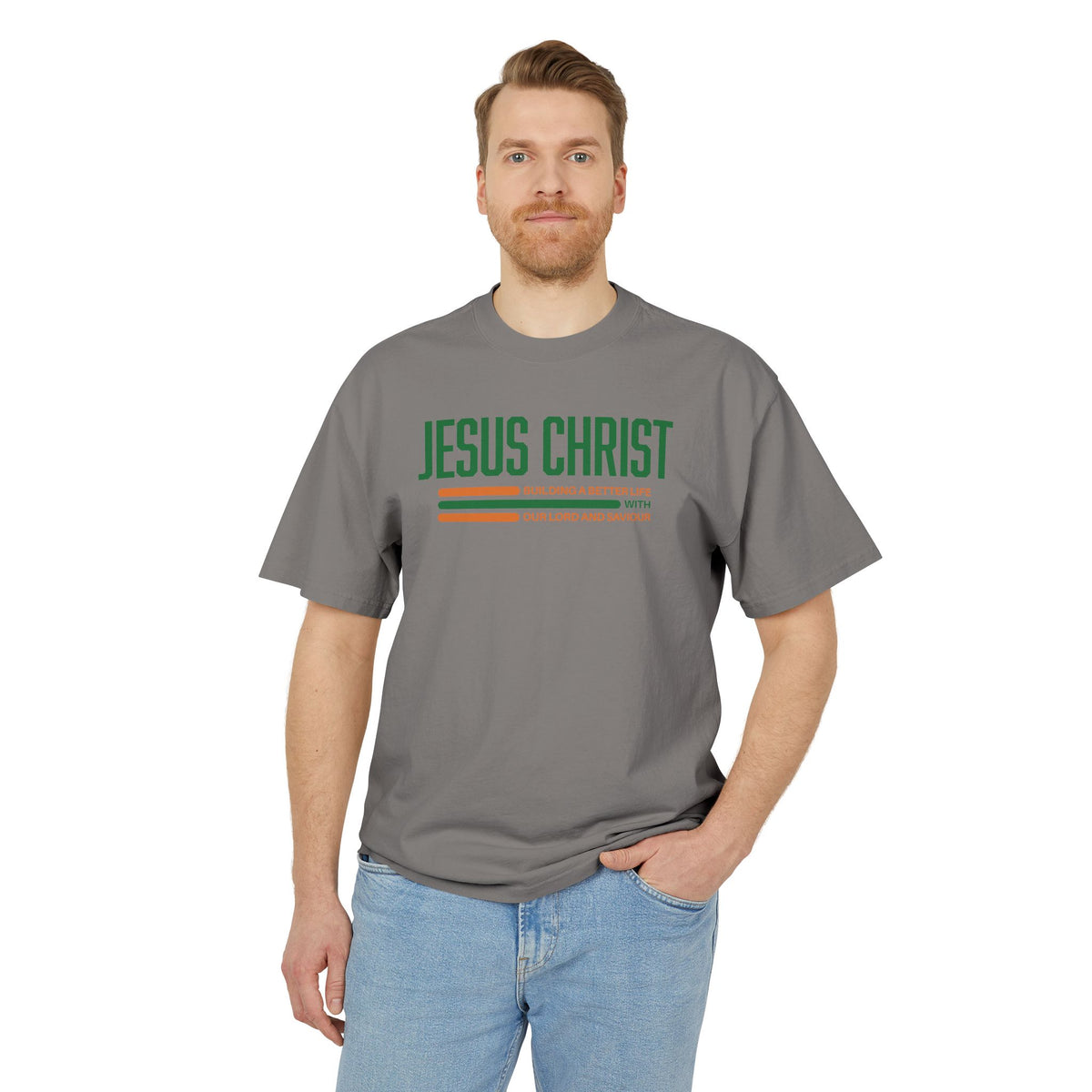 Jesus Christ Retro Stripe Tee — Christian Graphic T-Shirt