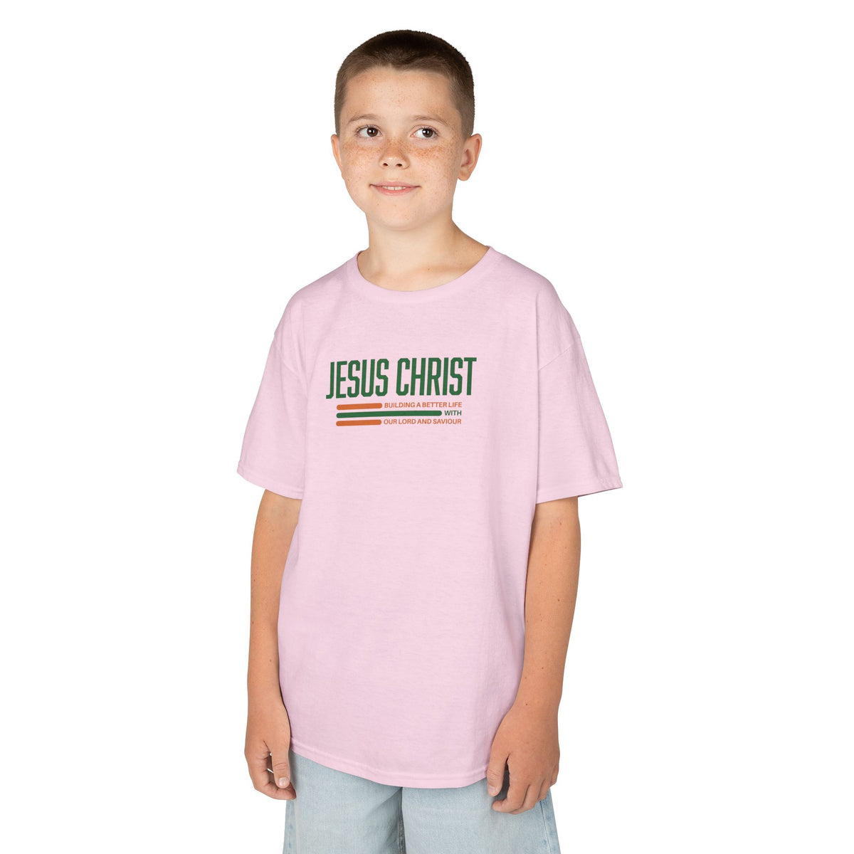 Jesus Christ Retro Stripe Christian Tee, Kids