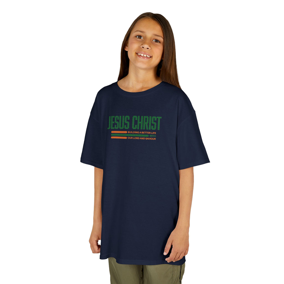 Jesus Christ Retro Stripe Christian Tee, Kids