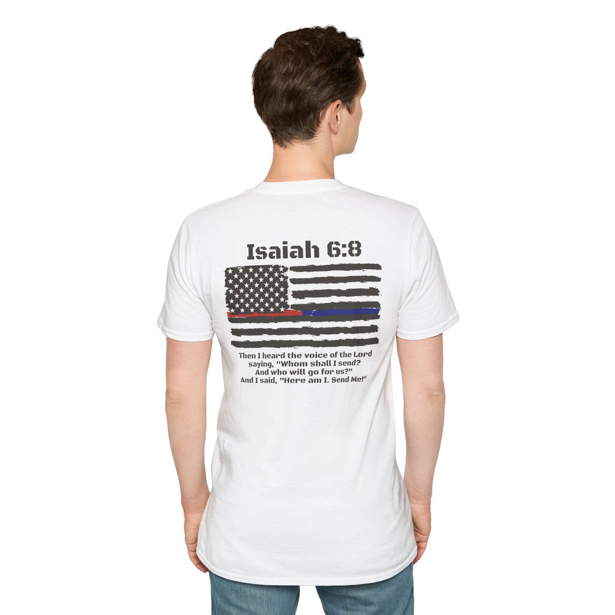 Isaiah 6:8 American Flag T-Shirt, Faith, Service & Patriotism Tee