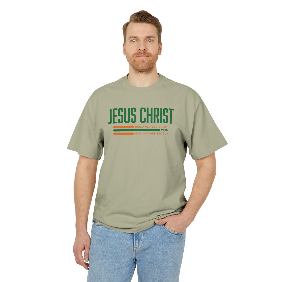 Jesus Christ Retro Stripe Tee — Christian Graphic T-Shirt