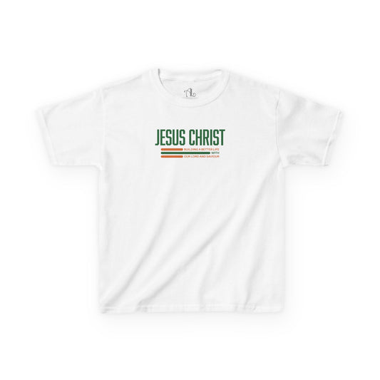 Jesus Christ Retro Stripe Christian Tee, Kids