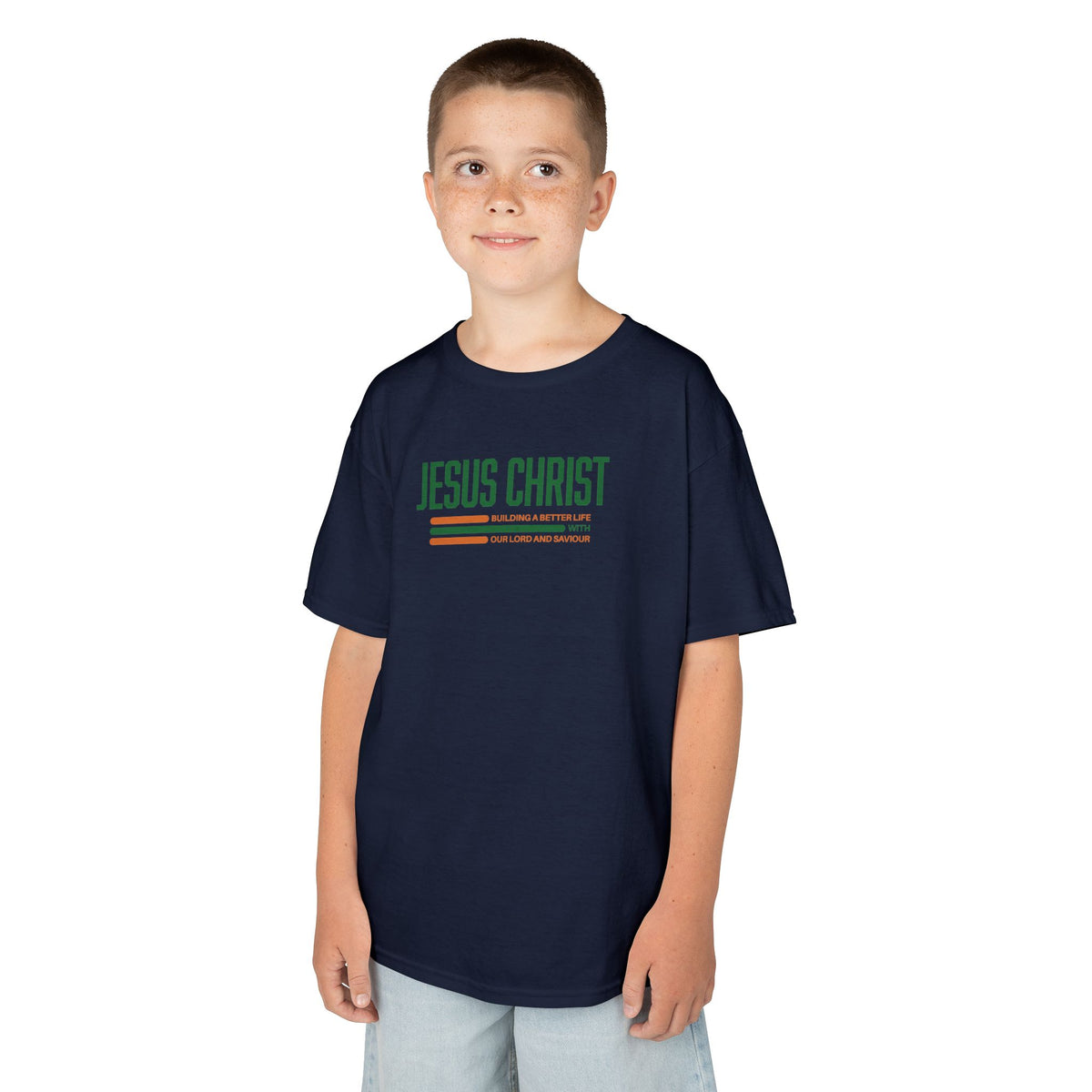 Jesus Christ Retro Stripe Christian Tee, Kids