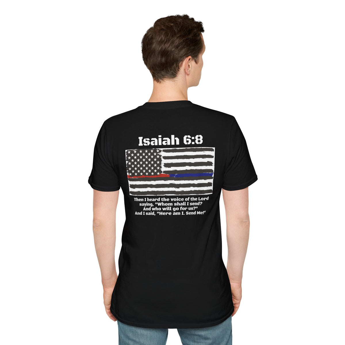 Isaiah 6:8 American Flag T-Shirt, Faith, Service & Patriotism Tee