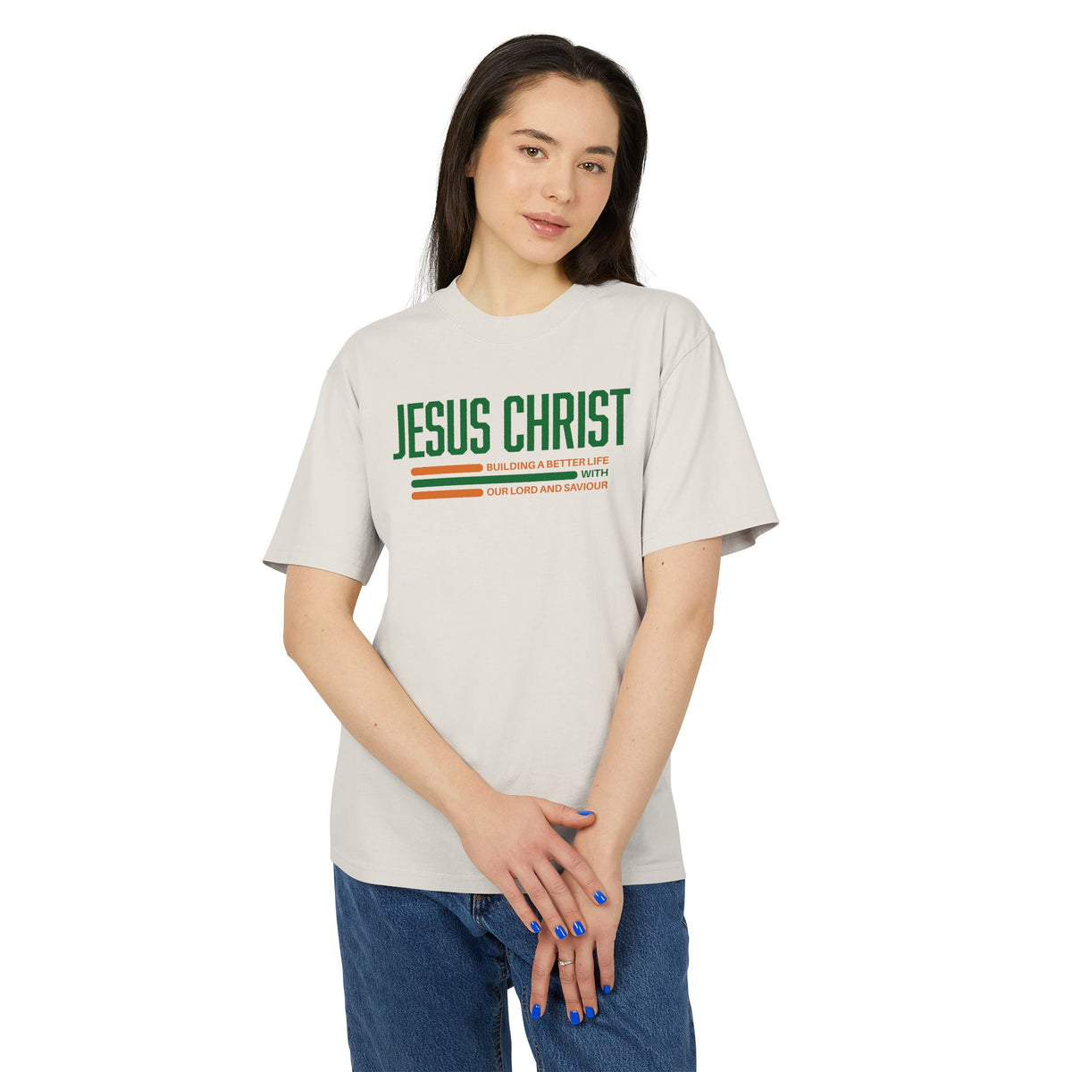 Jesus Christ Retro Stripe Tee — Christian Graphic T-Shirt