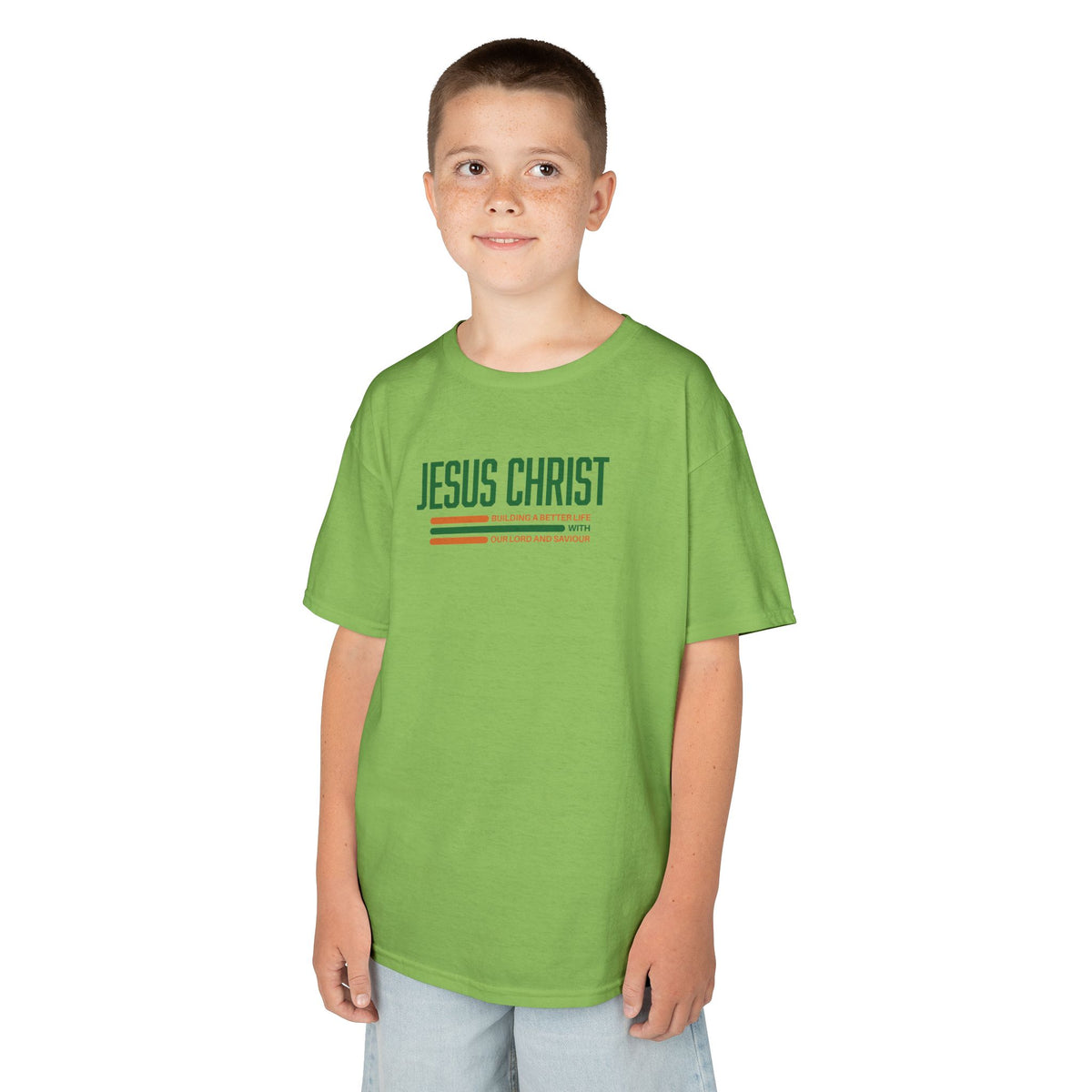 Jesus Christ Retro Stripe Christian Tee, Kids