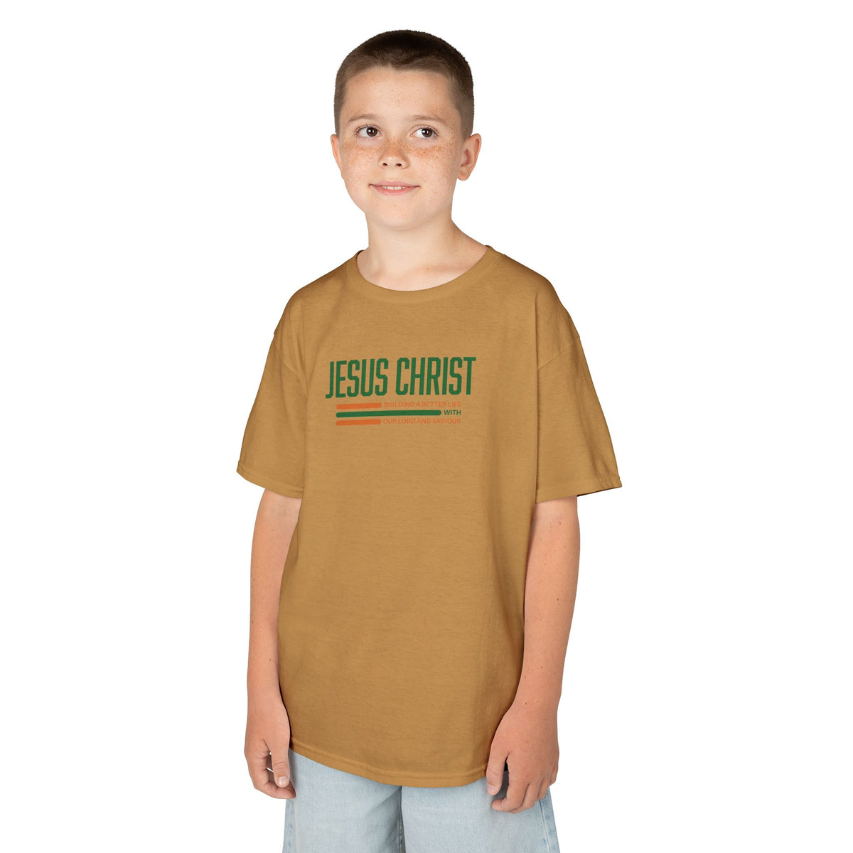 Jesus Christ Retro Stripe Christian Tee, Kids