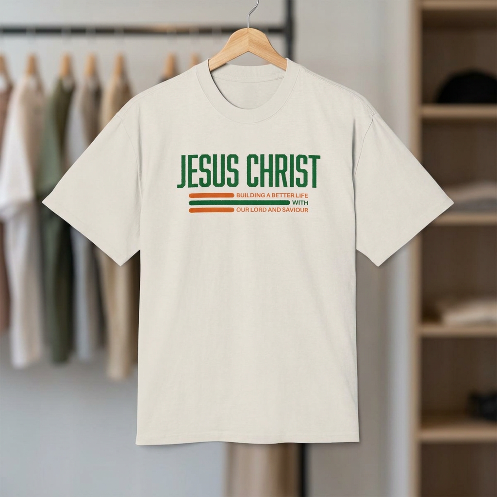 Jesus Christ Retro Stripe Tee — Christian Graphic T-Shirt