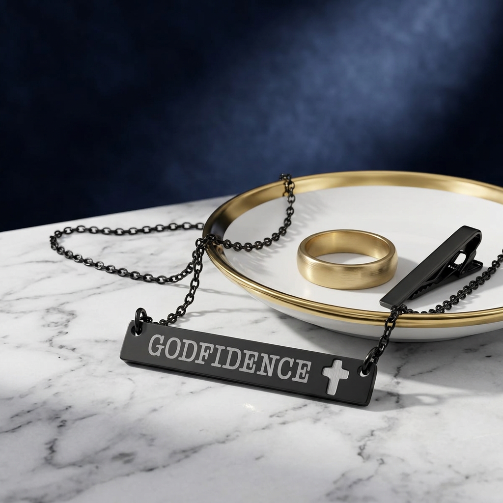 GODFIDENCE, Cutout Cross Bar Necklace