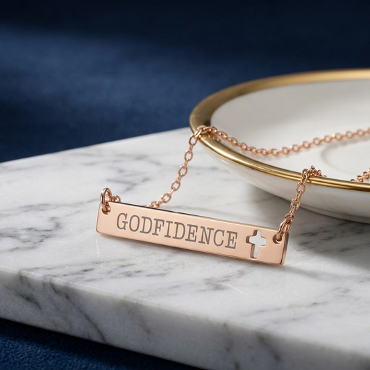 GODFIDENCE, Cutout Cross Bar Necklace