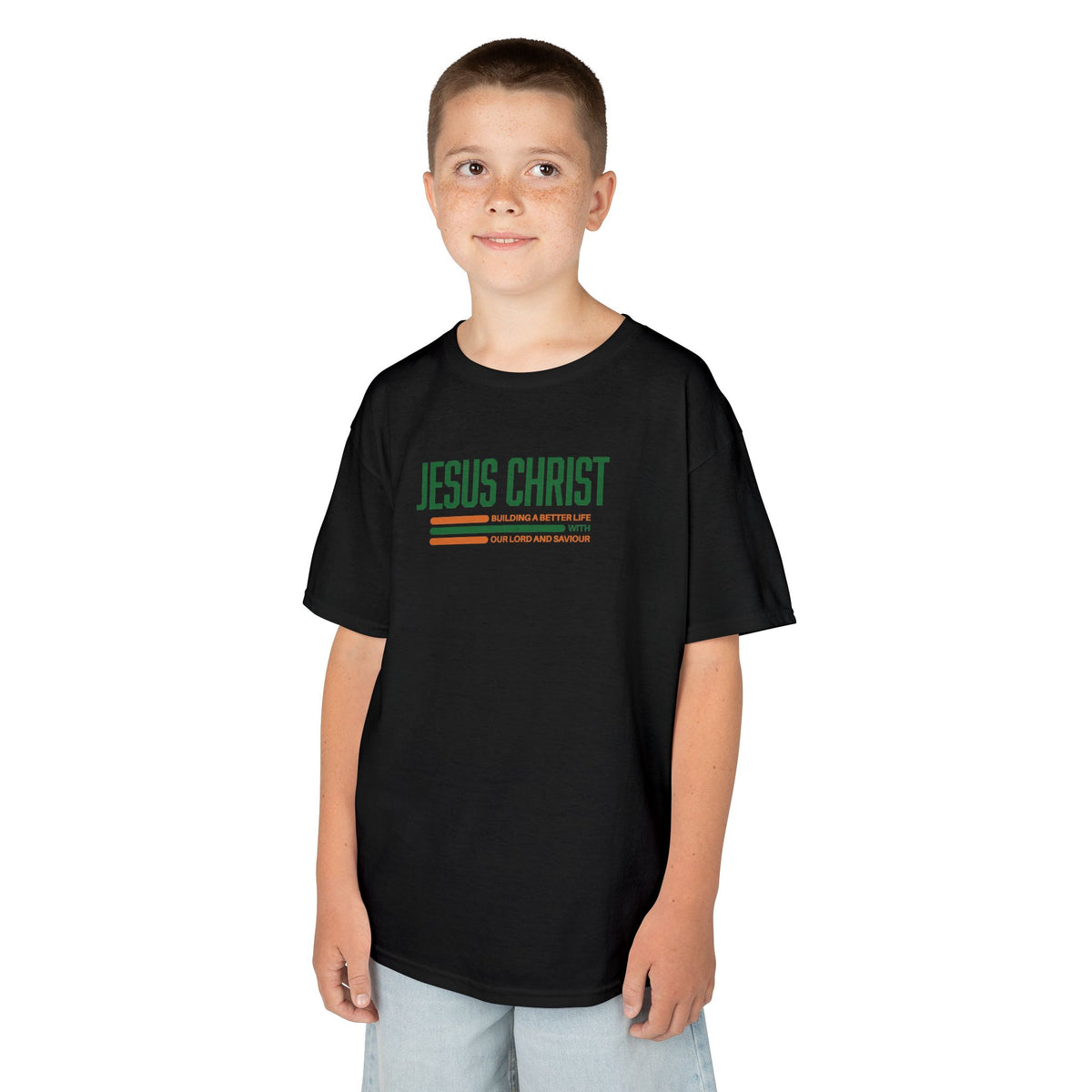 Jesus Christ Retro Stripe Christian Tee, Kids