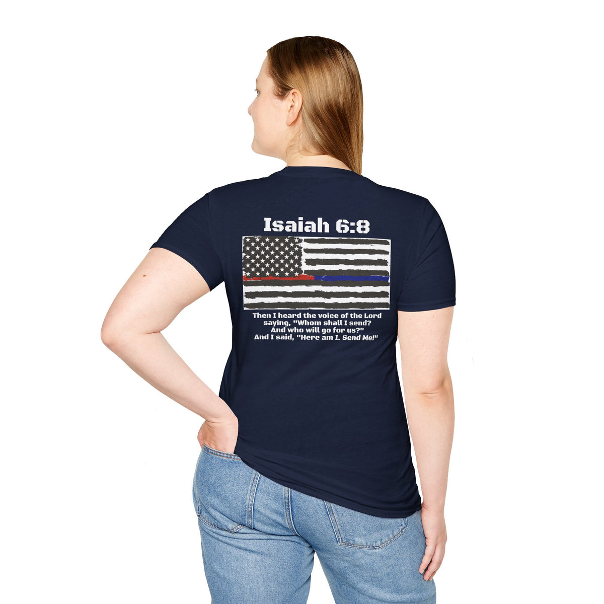 Isaiah 6:8 American Flag T-Shirt, Faith, Service & Patriotism Tee