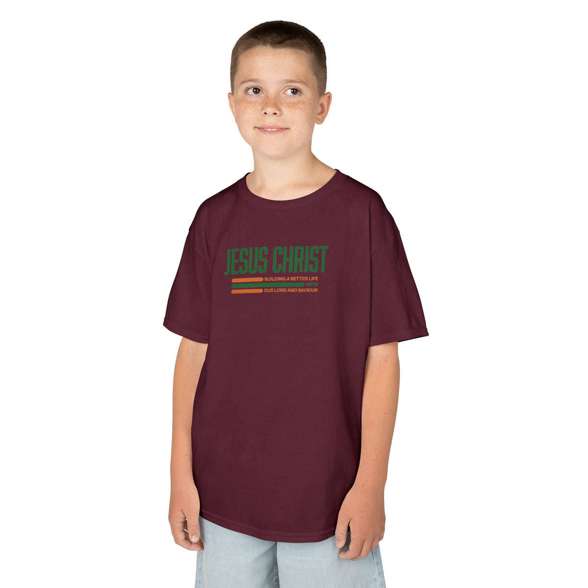 Jesus Christ Retro Stripe Christian Tee, Kids