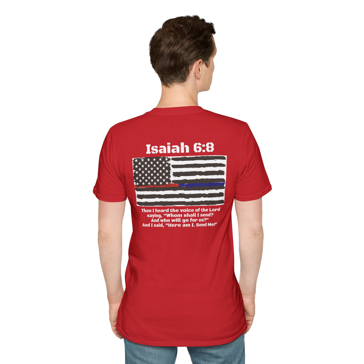 Isaiah 6:8 American Flag T-Shirt, Faith, Service & Patriotism Tee
