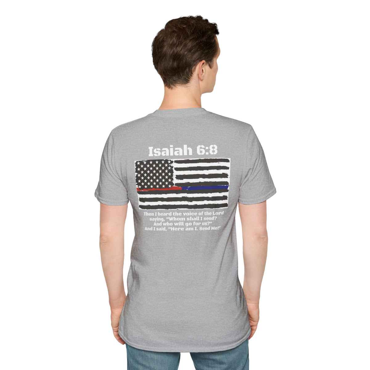 Isaiah 6:8 American Flag T-Shirt, Faith, Service & Patriotism Tee