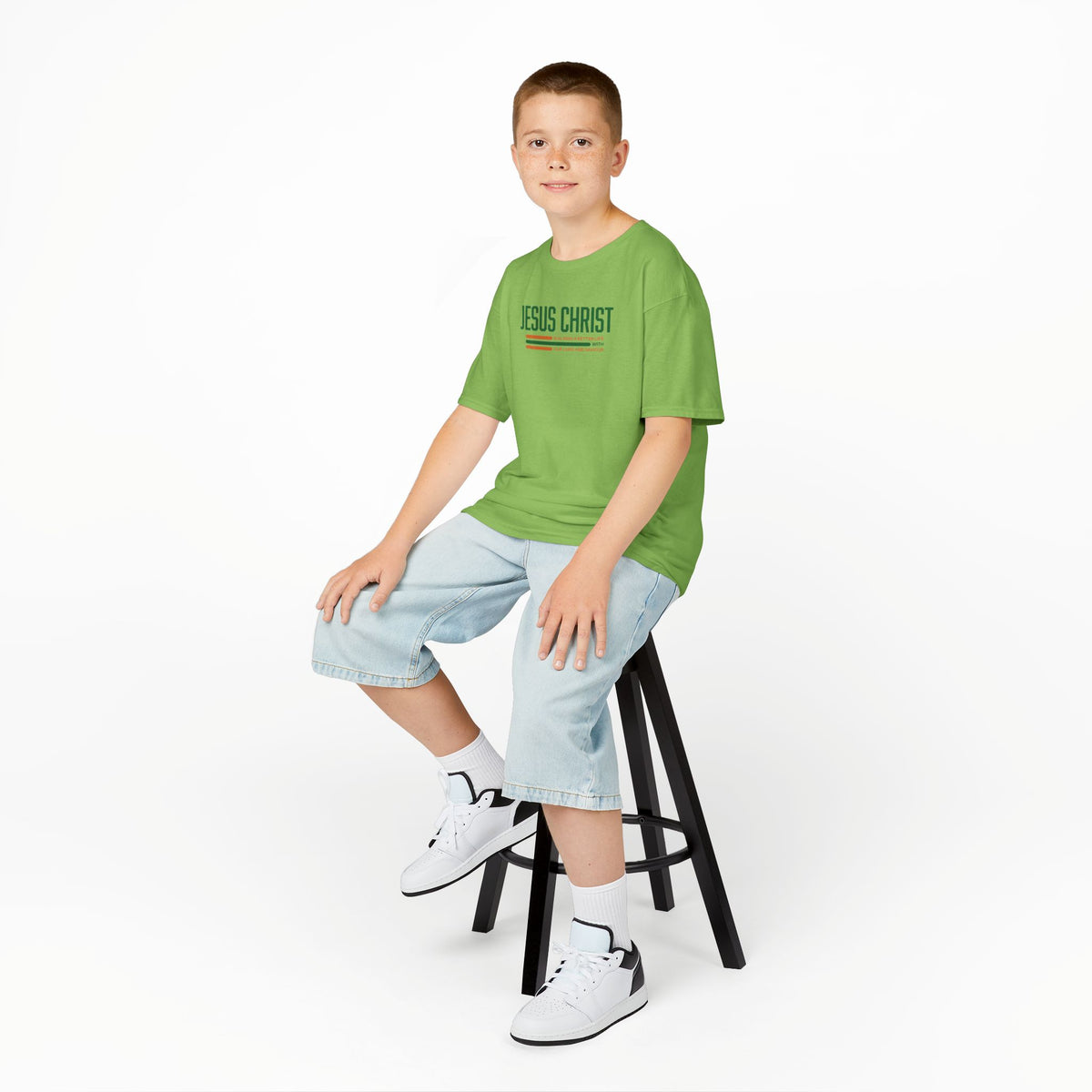 Jesus Christ Retro Stripe Christian Tee, Kids