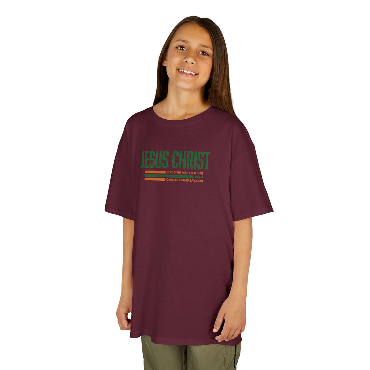 Jesus Christ Retro Stripe Christian Tee, Kids