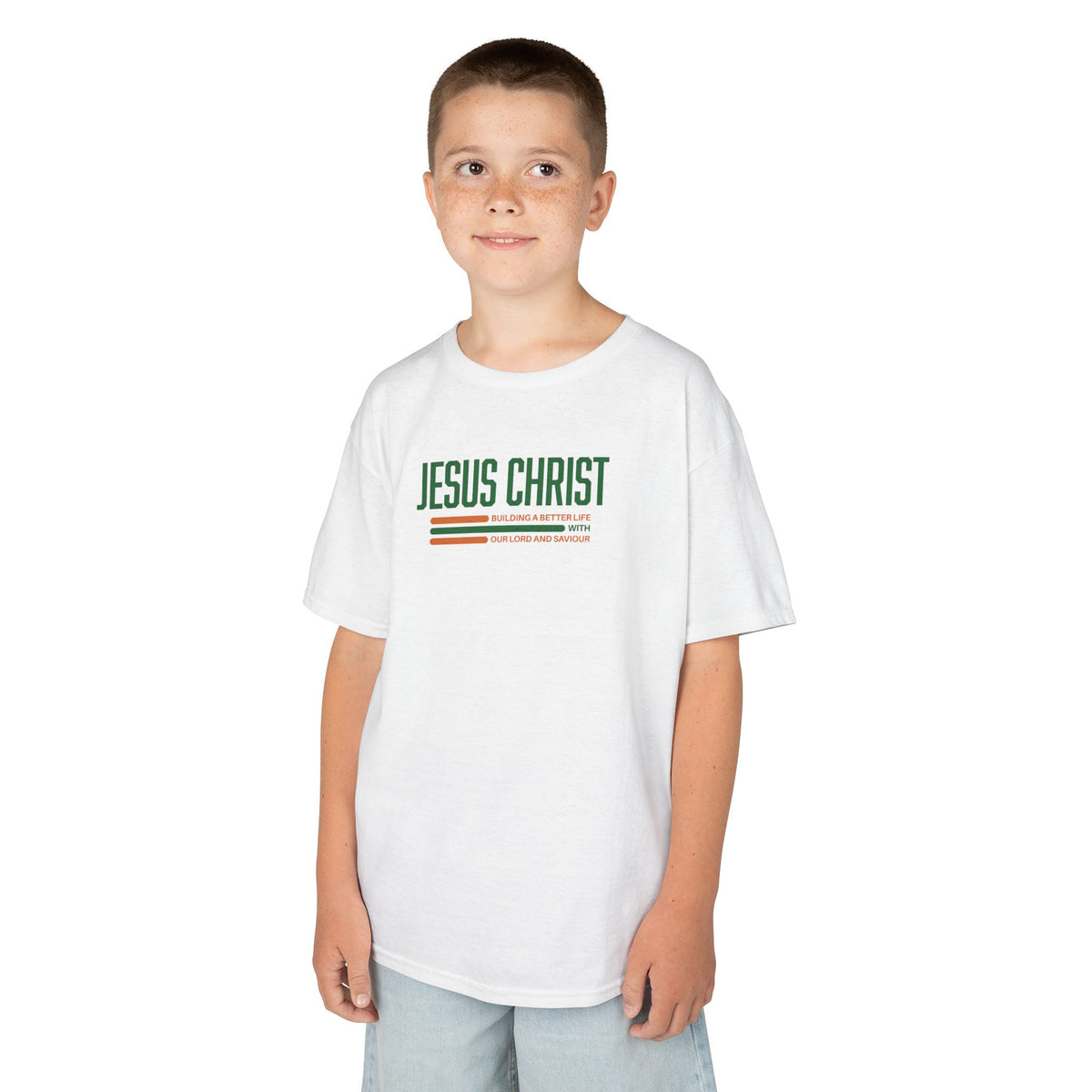 Jesus Christ Retro Stripe Christian Tee, Kids