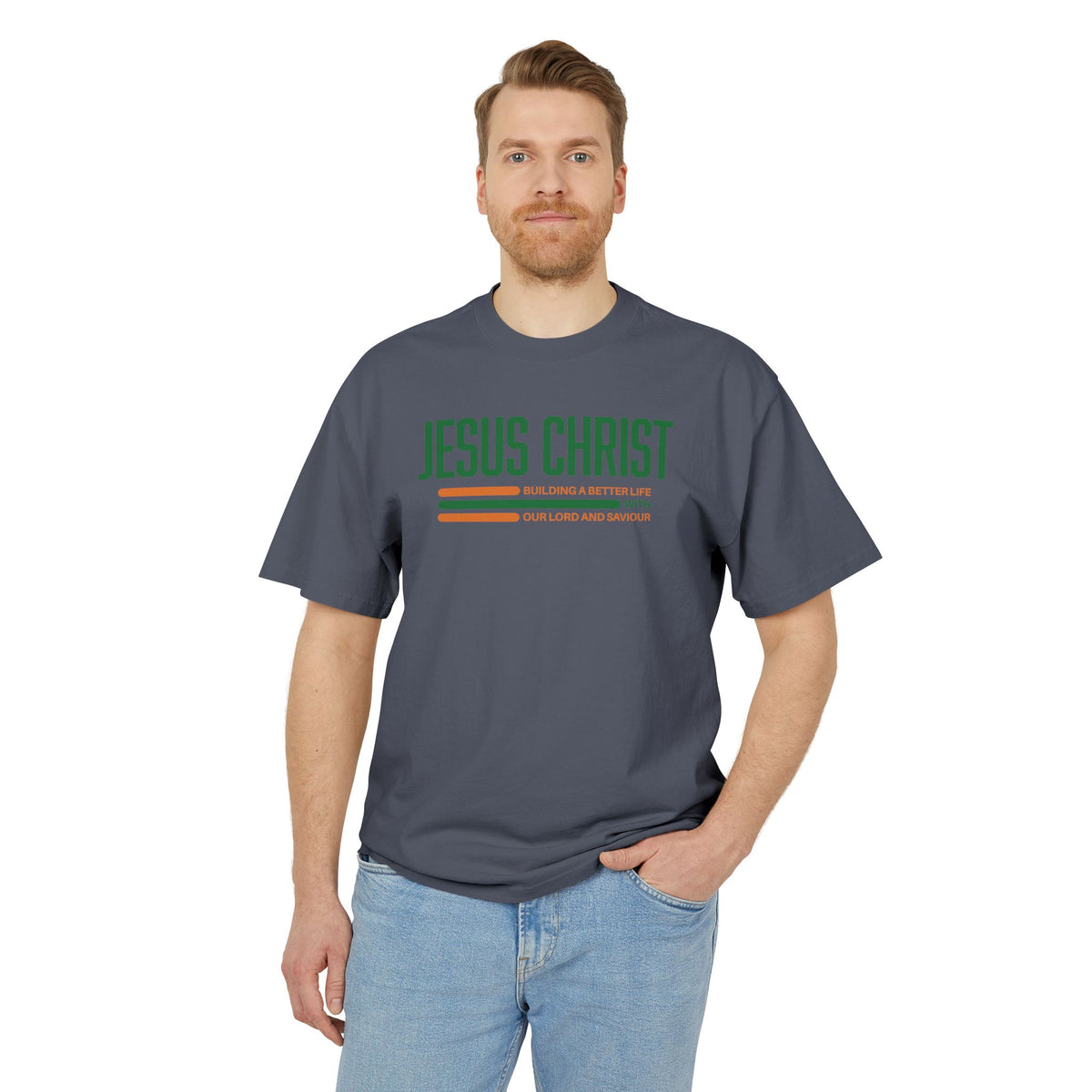 Jesus Christ Retro Stripe Tee — Christian Graphic T-Shirt