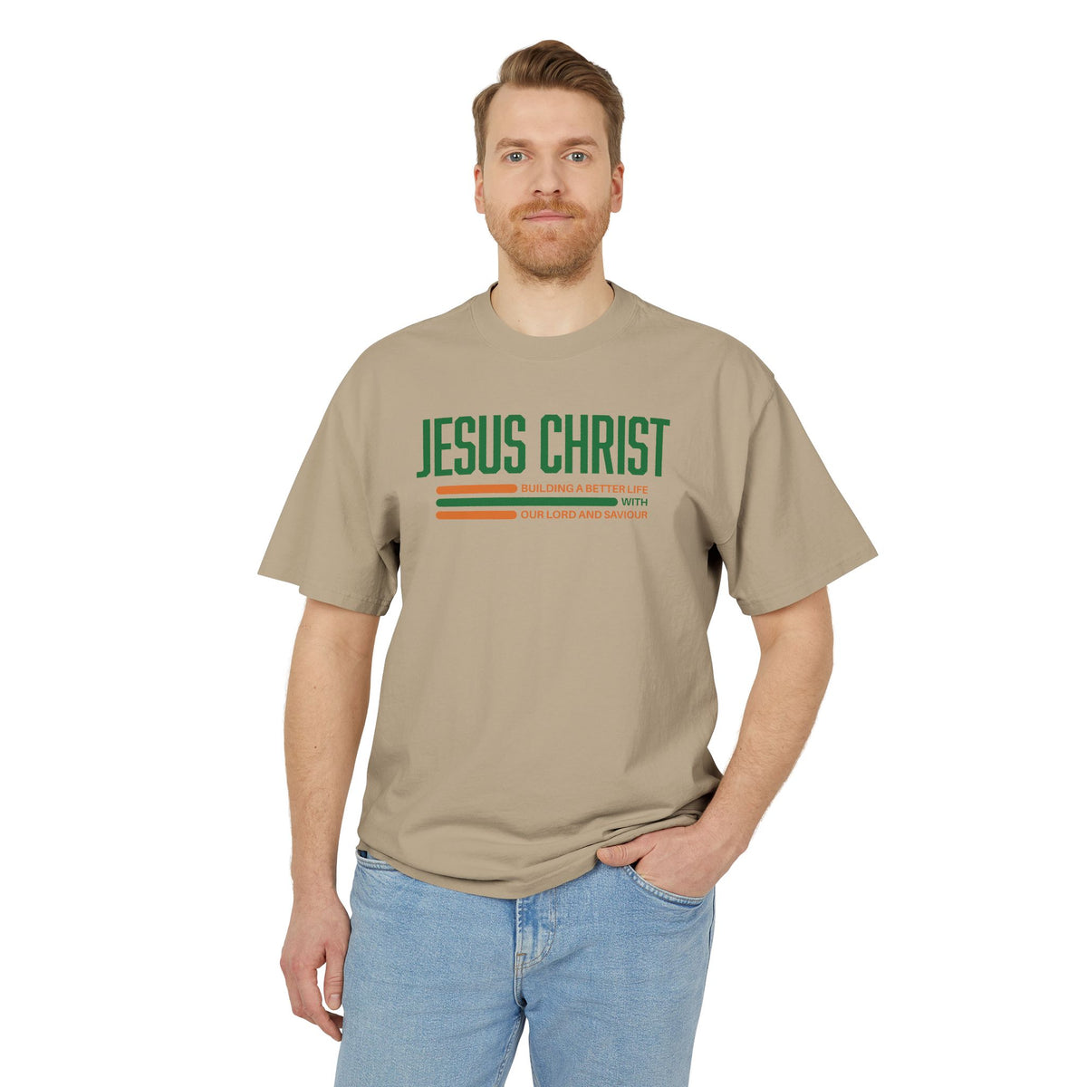 Jesus Christ Retro Stripe Tee — Christian Graphic T-Shirt