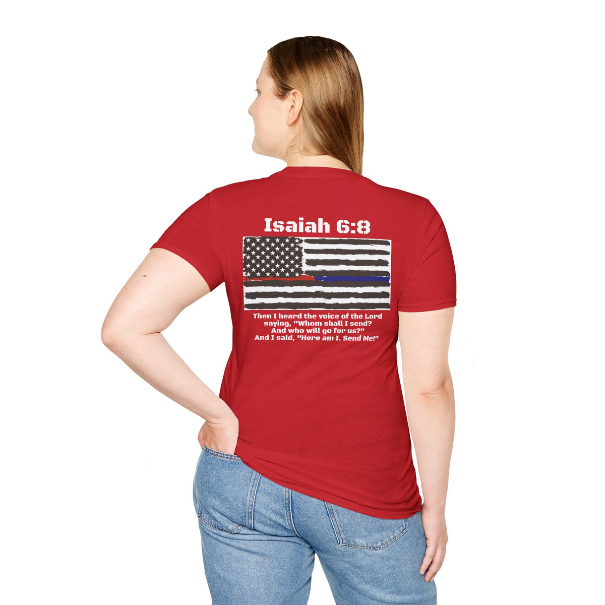 Isaiah 6:8 American Flag T-Shirt, Faith, Service & Patriotism Tee