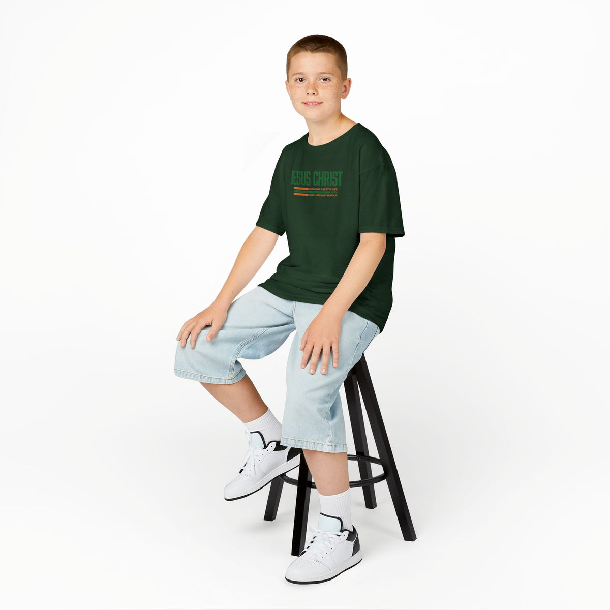 Jesus Christ Retro Stripe Christian Tee, Kids