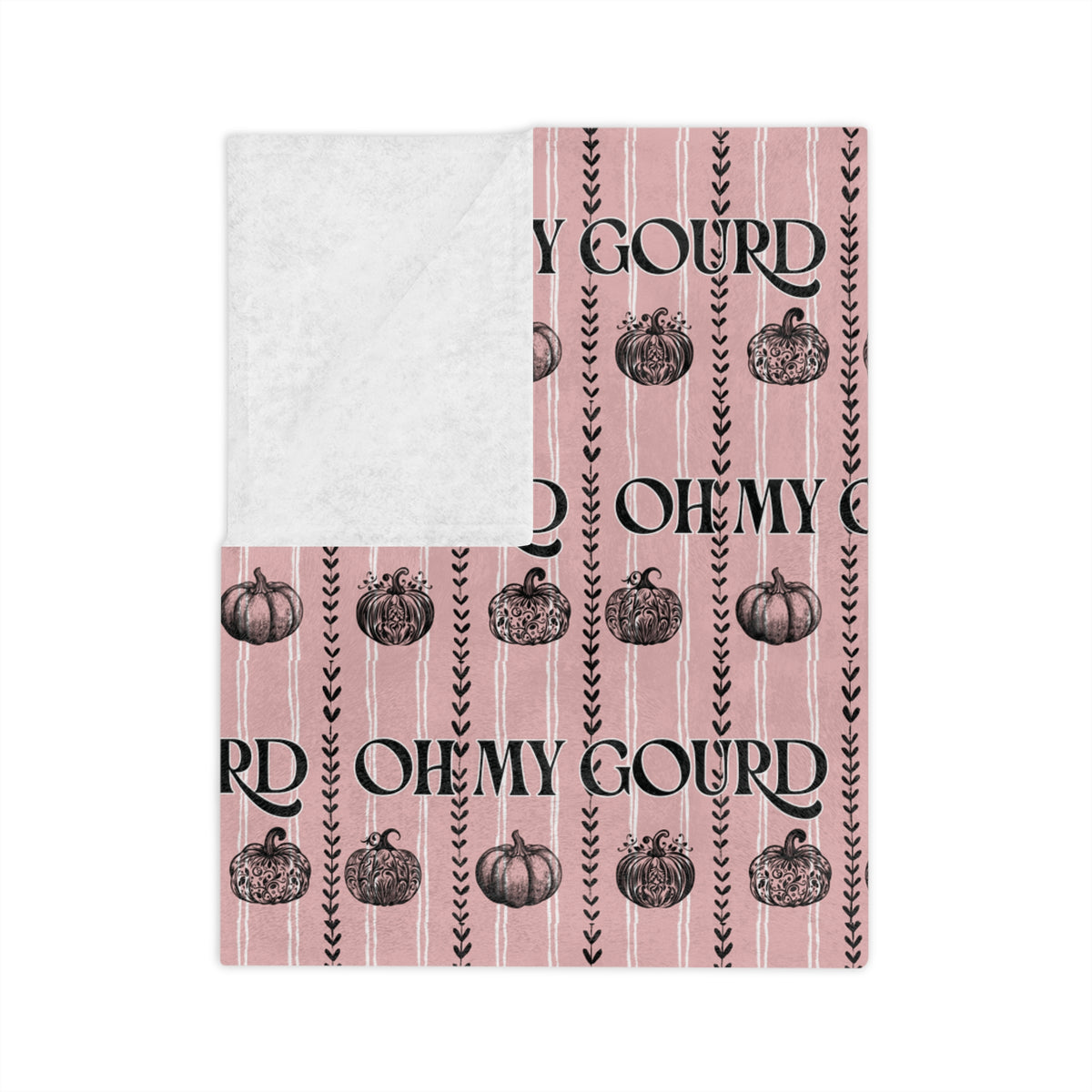 Oh My Gourd, Pink Pumpkin Velveteen Blanket