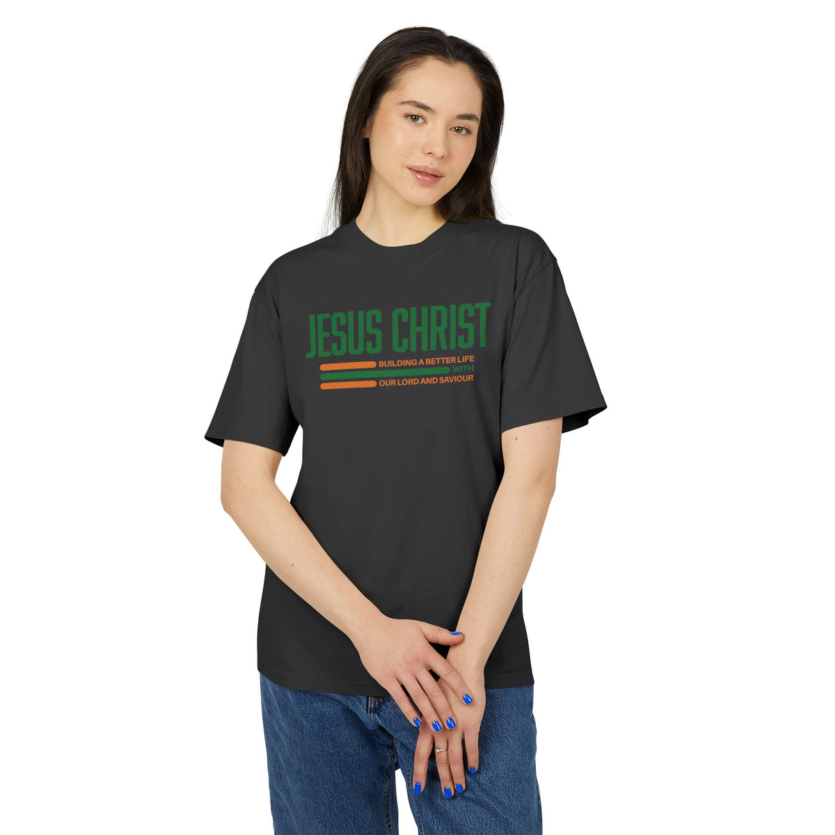 Jesus Christ Retro Stripe Tee — Christian Graphic T-Shirt