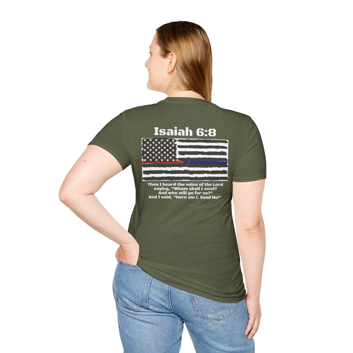 Isaiah 6:8 American Flag T-Shirt, Faith, Service & Patriotism Tee