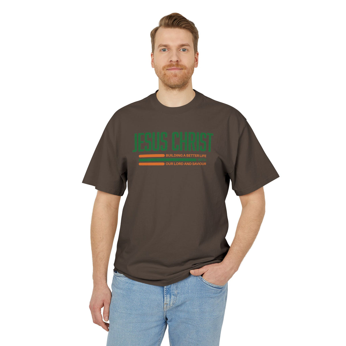 Jesus Christ Retro Stripe Tee — Christian Graphic T-Shirt