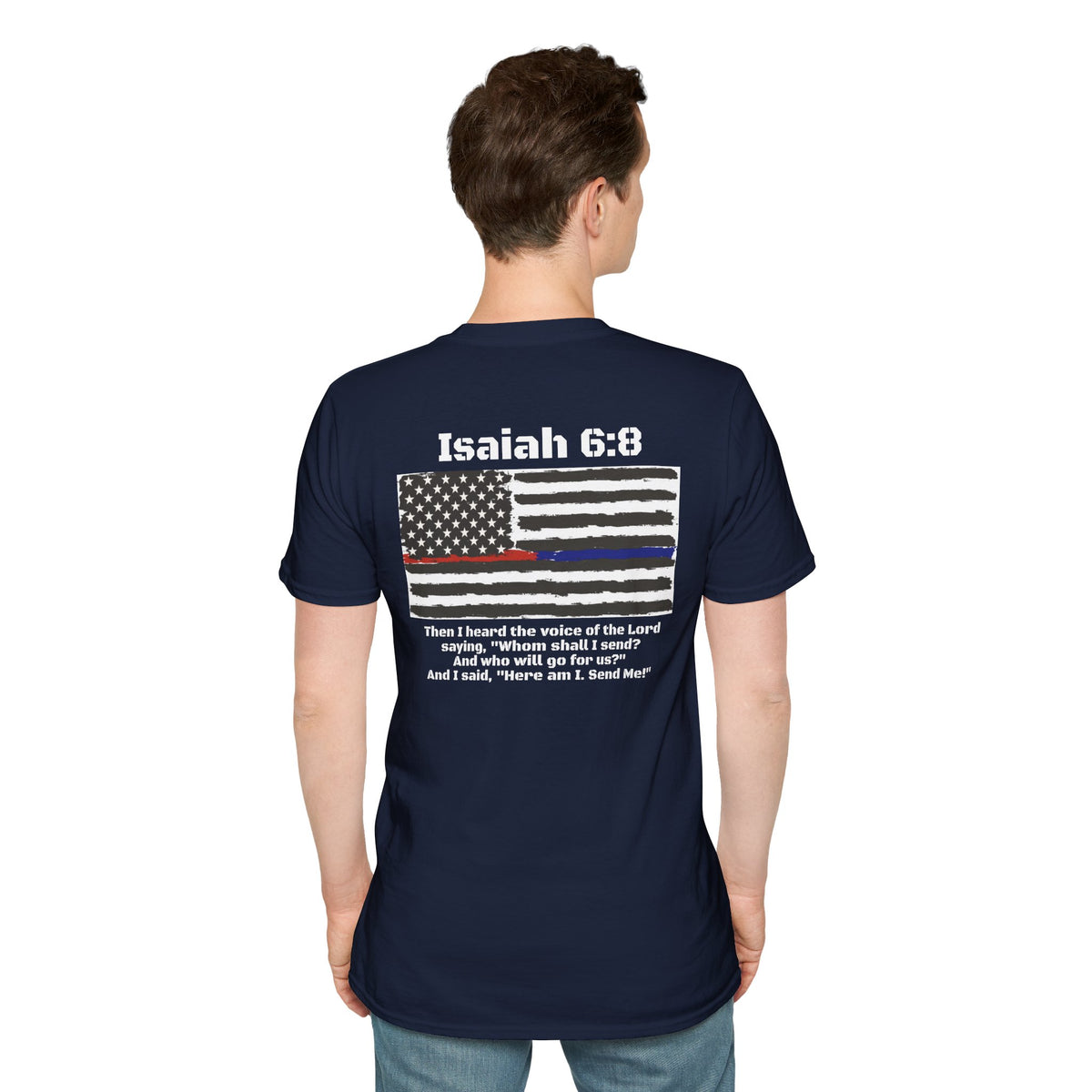 Isaiah 6:8 American Flag T-Shirt, Faith, Service & Patriotism Tee