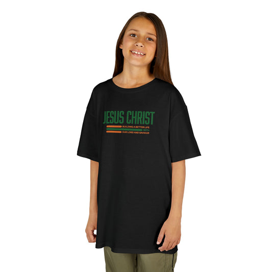 Jesus Christ Retro Stripe Christian Tee, Kids