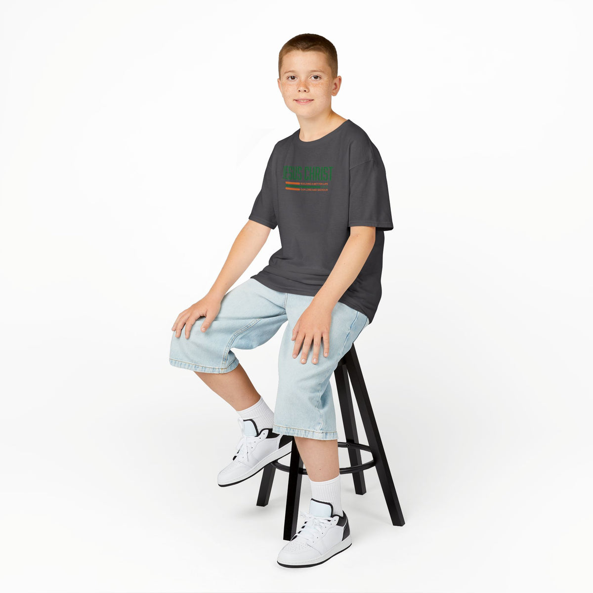 Jesus Christ Retro Stripe Christian Tee, Kids
