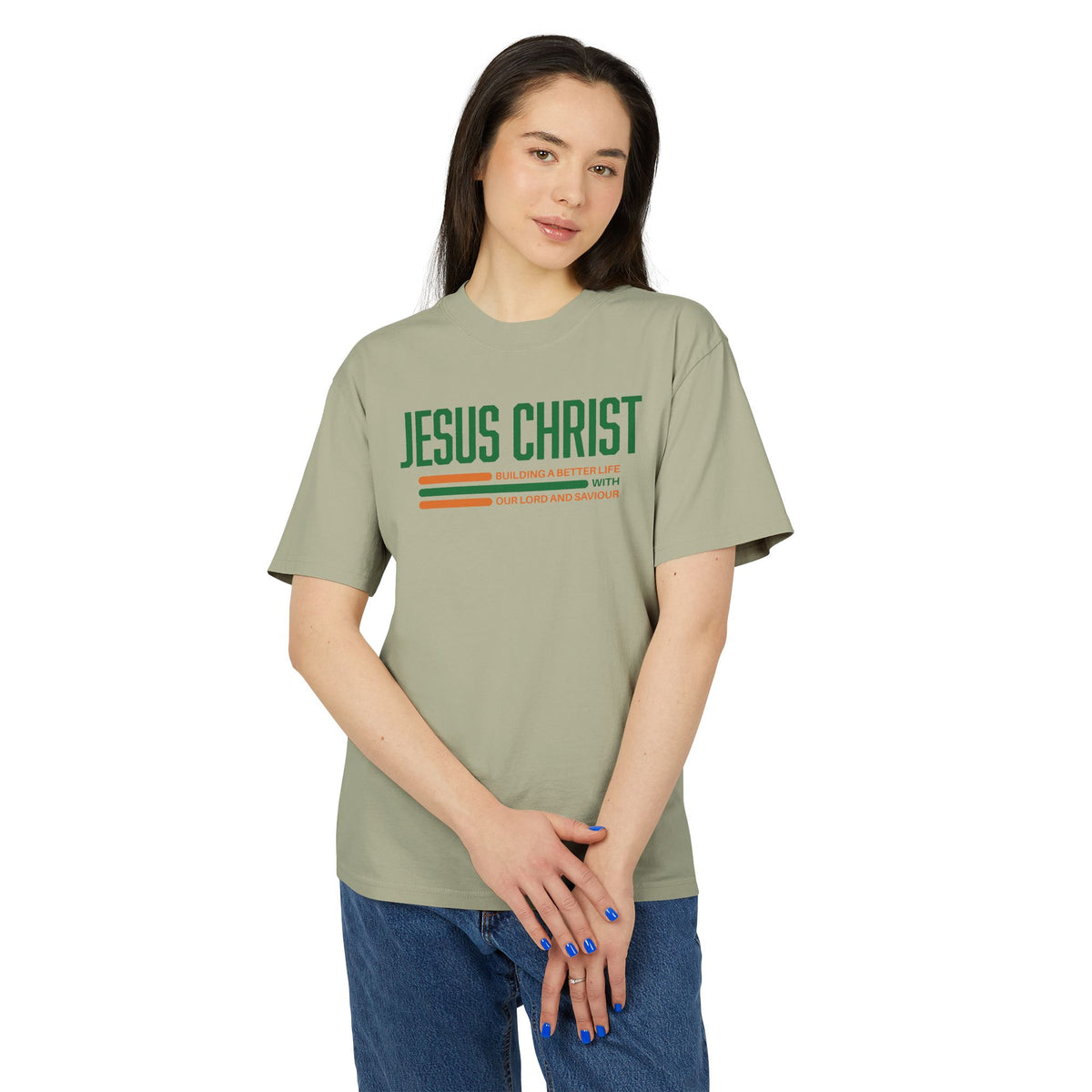 Jesus Christ Retro Stripe Tee — Christian Graphic T-Shirt