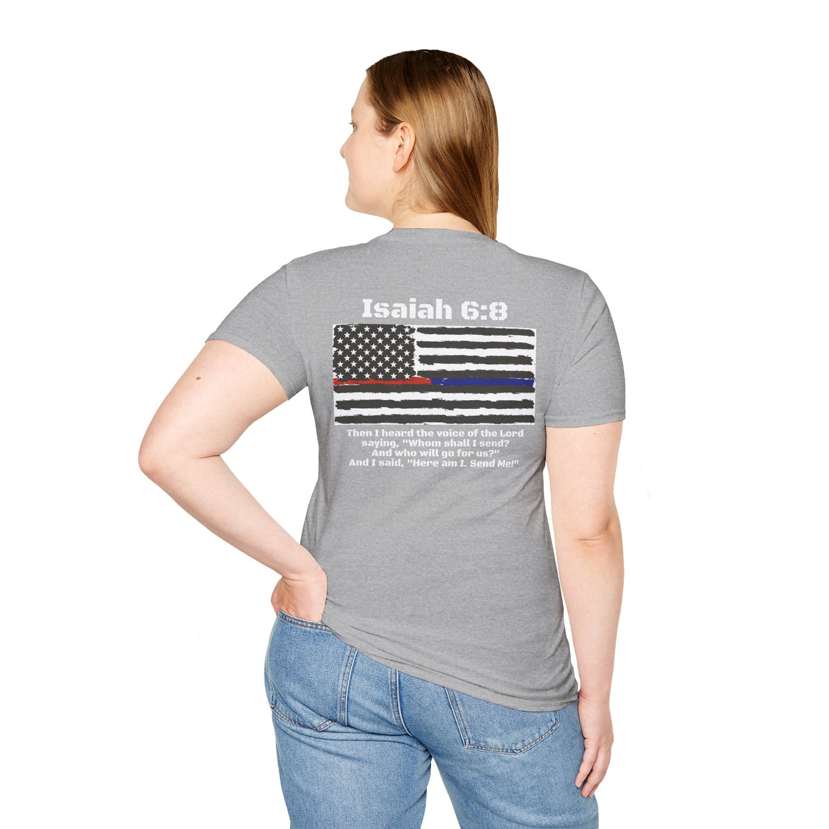 Isaiah 6:8 American Flag T-Shirt, Faith, Service & Patriotism Tee