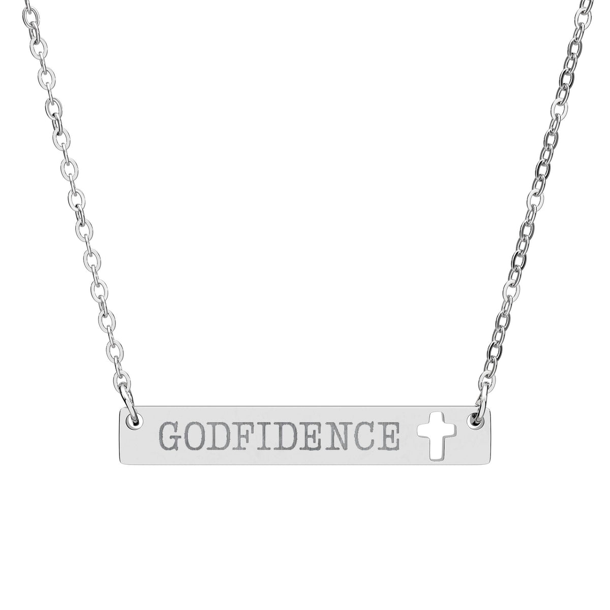 GODFIDENCE, Cutout Cross Bar Necklace
