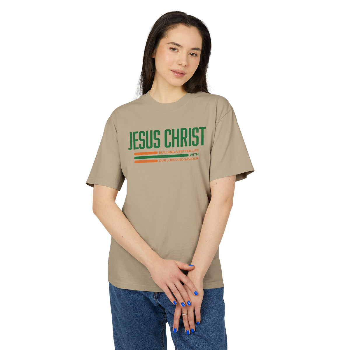 Jesus Christ Retro Stripe Tee — Christian Graphic T-Shirt
