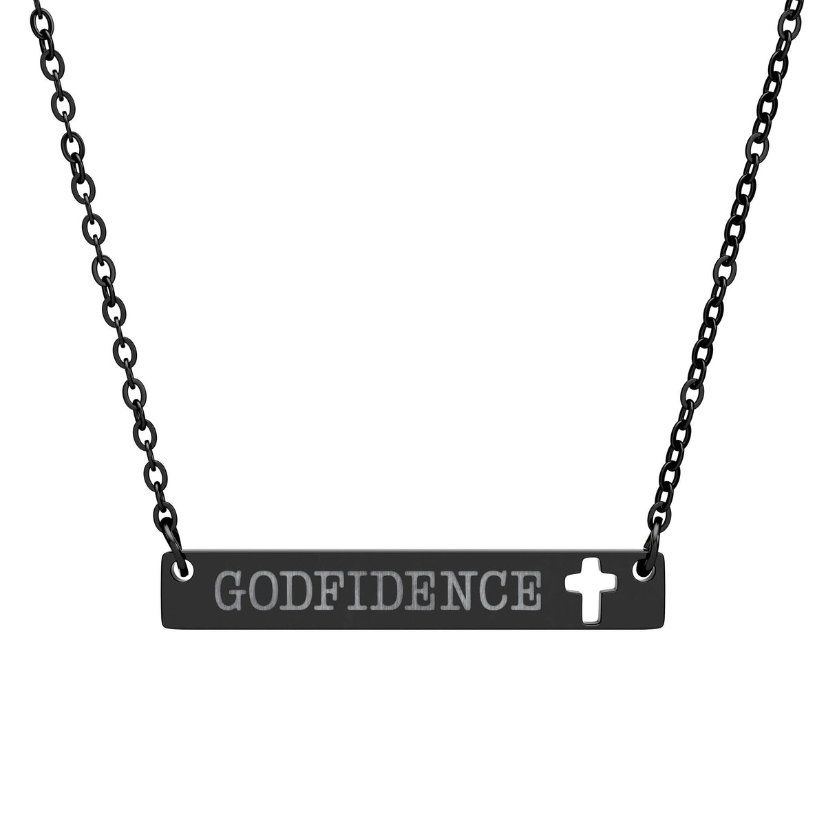 GODFIDENCE, Cutout Cross Bar Necklace