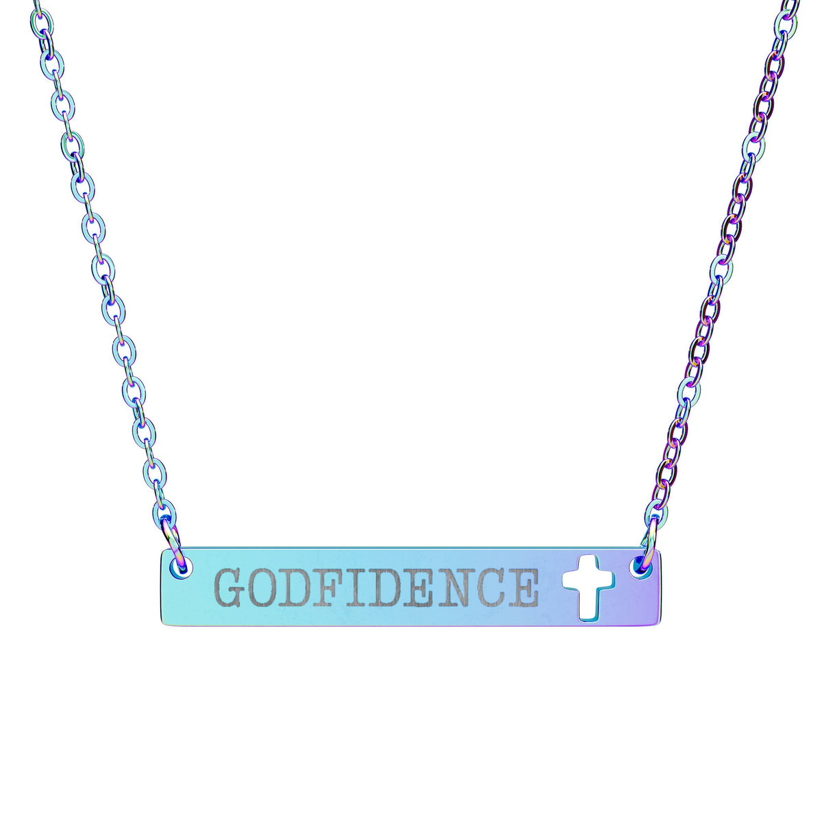 GODFIDENCE, Cutout Cross Bar Necklace