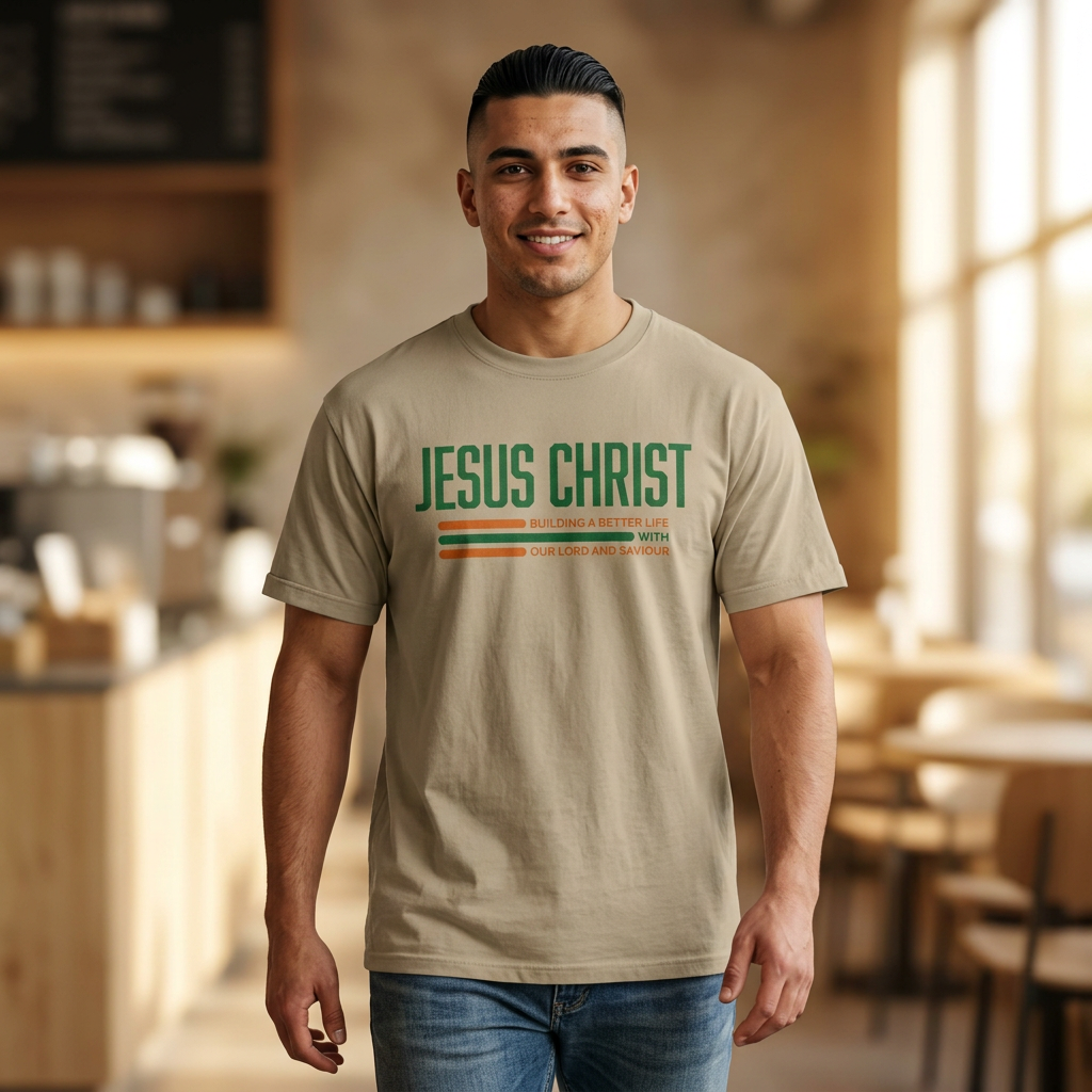 Jesus Christ Retro Stripe Tee — Christian Graphic T-Shirt