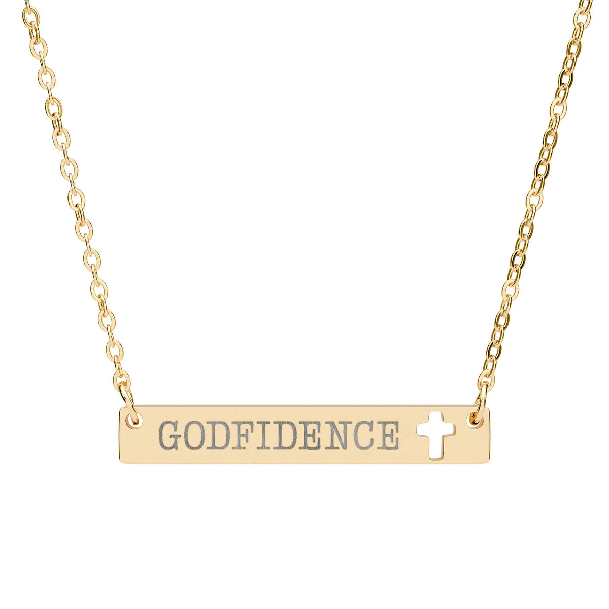 GODFIDENCE, Cutout Cross Bar Necklace