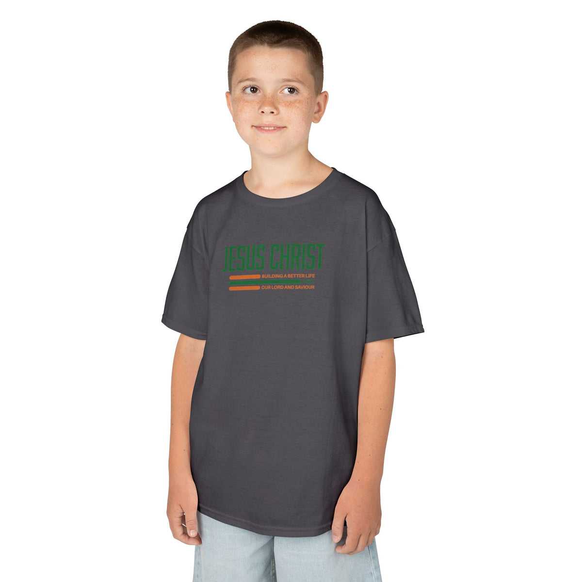 Jesus Christ Retro Stripe Christian Tee, Kids