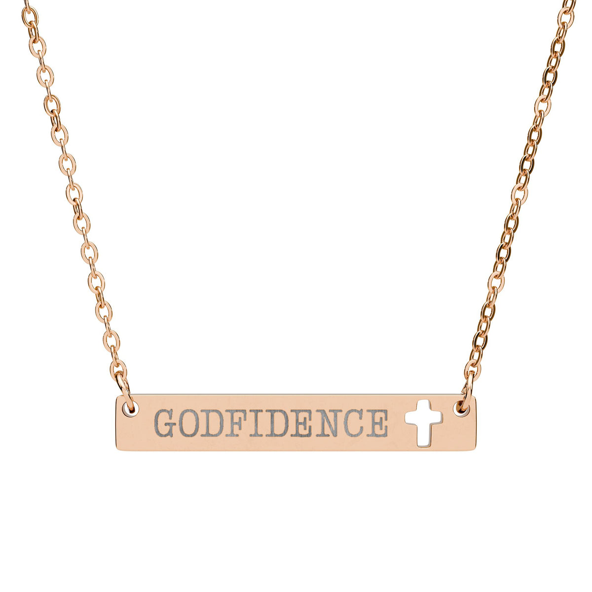 GODFIDENCE, Cutout Cross Bar Necklace