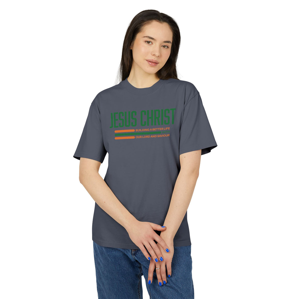 Jesus Christ Retro Stripe Tee — Christian Graphic T-Shirt