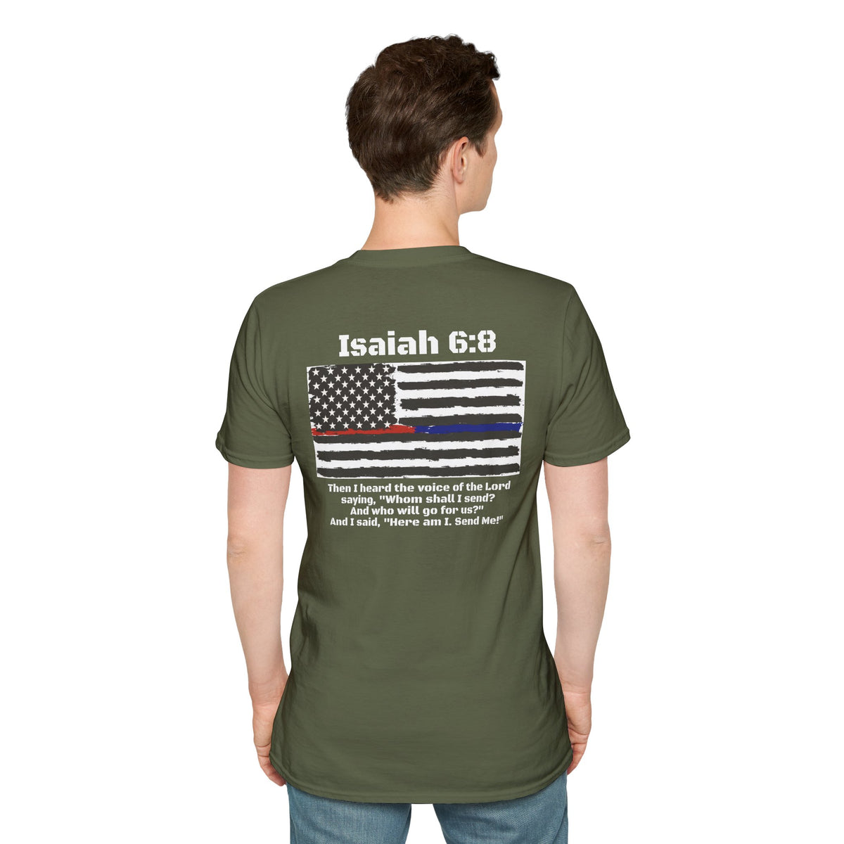 Isaiah 6:8 American Flag T-Shirt, Faith, Service & Patriotism Tee